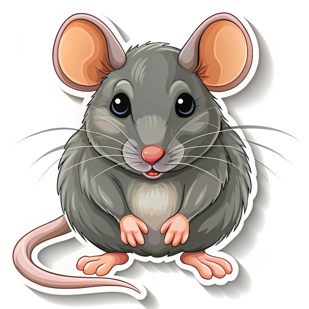 a mouse with a pink nose and a white background