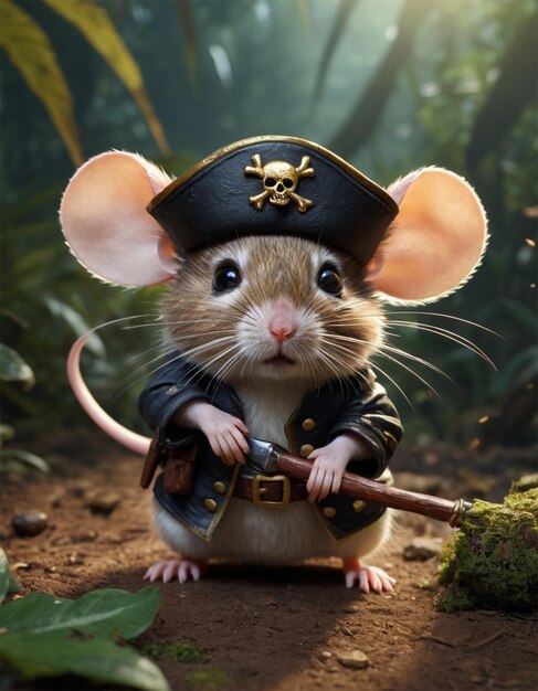 a mouse with a pirate hat and a pirate hat