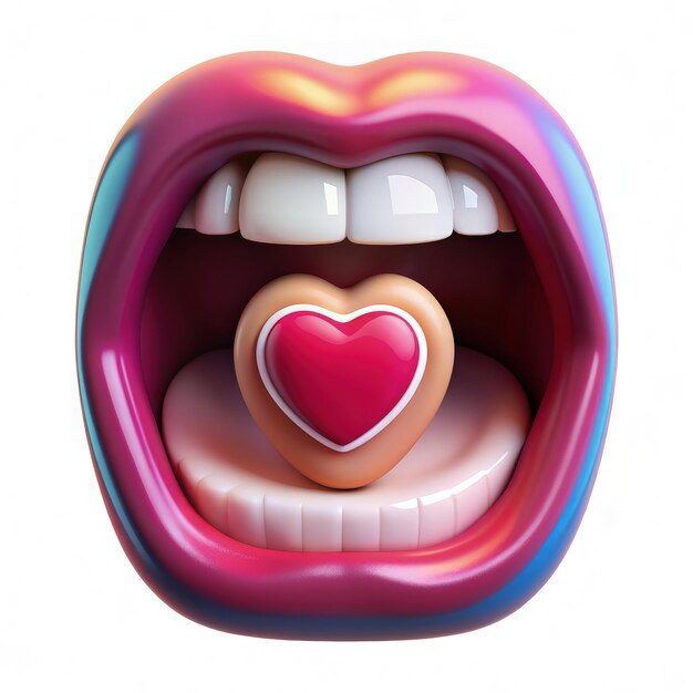 Photo mouth design with heart icon representing social media expression style generative ai