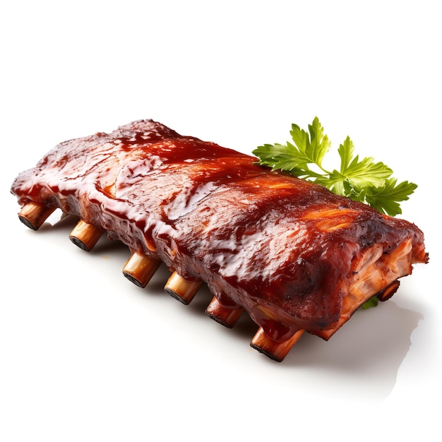 Mouth Watering Baby Back Ribs isolated on White background