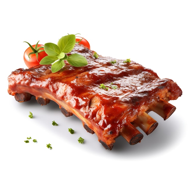 Mouth Watering Baby Back Ribs isolated on White background