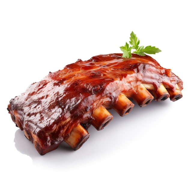 Mouth Watering Baby Back Ribs isolated on White background