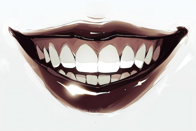 Mouth with white teeth on white background