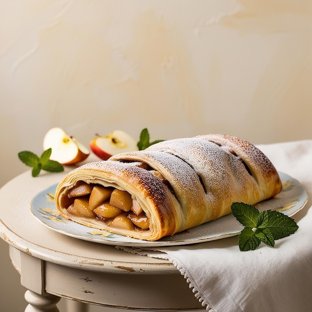 A mouthwatering Apfelstrudel pastry freshly beautifully