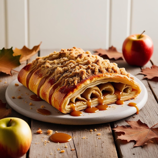 A mouthwatering Apfelstrudel pastry freshly beautifully