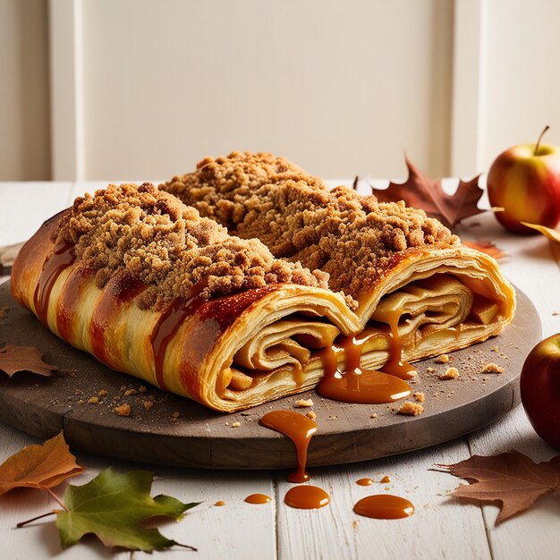 A mouthwatering Apfelstrudel pastry freshly beautifully