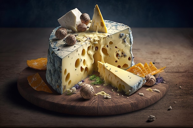 MouthWatering Cheese Plate AI generative