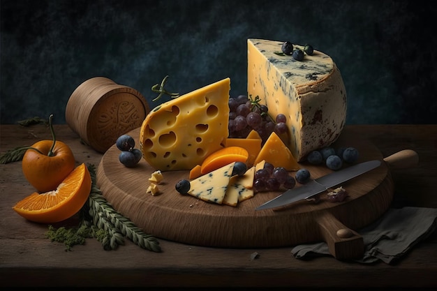 MouthWatering Cheese Plate AI generative