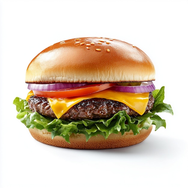 Mouthwatering Cheeseburger with Fresh Lettuce and Juicy Patty