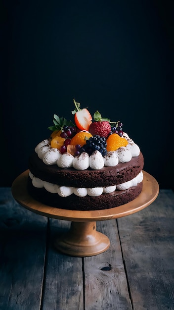 A mouthwatering close up of a scrumptious chocolate cake