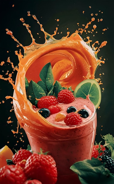 A mouthwatering closeup image of a healthy smoothie