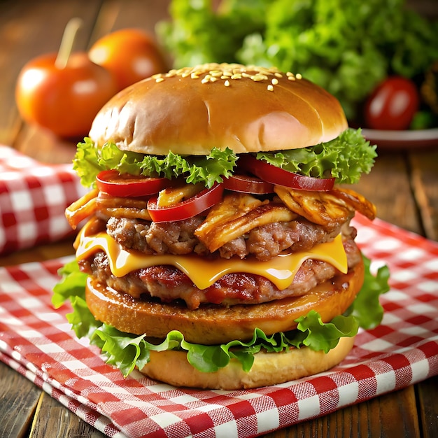 A mouthwatering double bacon burger