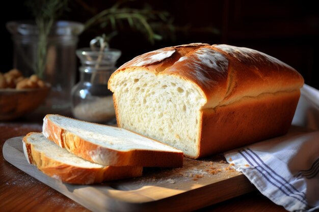 Mouthwatering Homemade bread Slice loaf cut Generate Ai