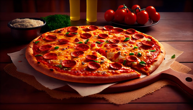 Mouthwatering pizza with pepperoni ultrarealistic Generative AI