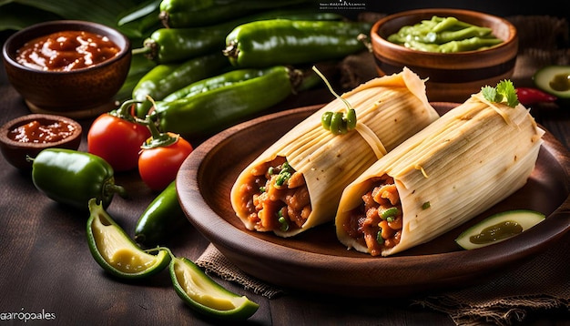 Mouthwatering Tamales Garnished with Sliced Jalapenos