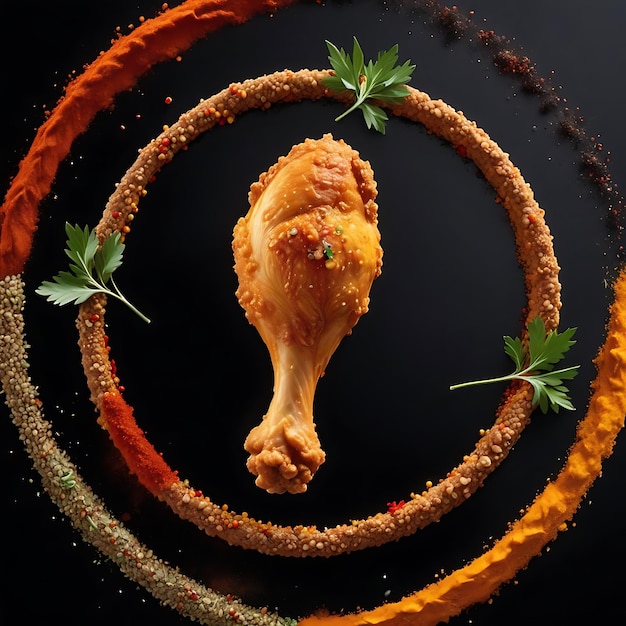 Mouthwatering Well Decorated Spicy fried Chicken Drumstick