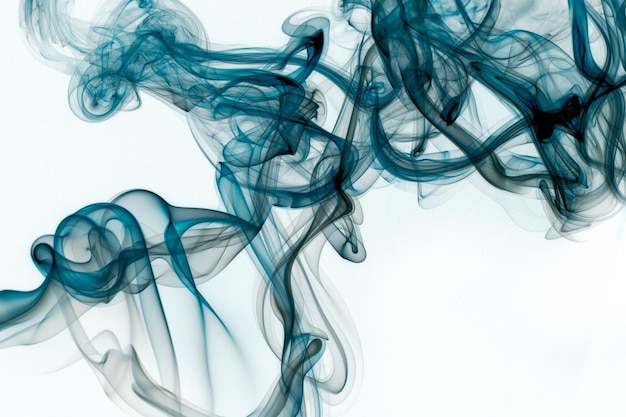 Movement of smoke Abstract blue smoke on white background blue backgroundblue ink background