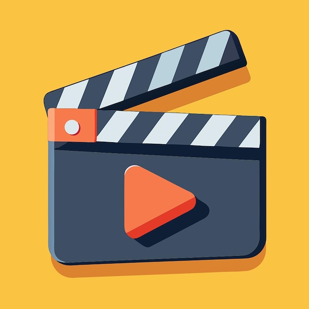 Photo movie clapper board film slate with play button film industry filmmaking and video production concept 3d vector icon