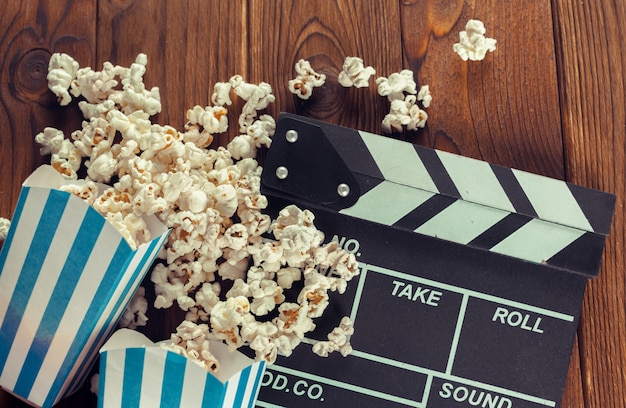 Movie Clapper Board in popcorn