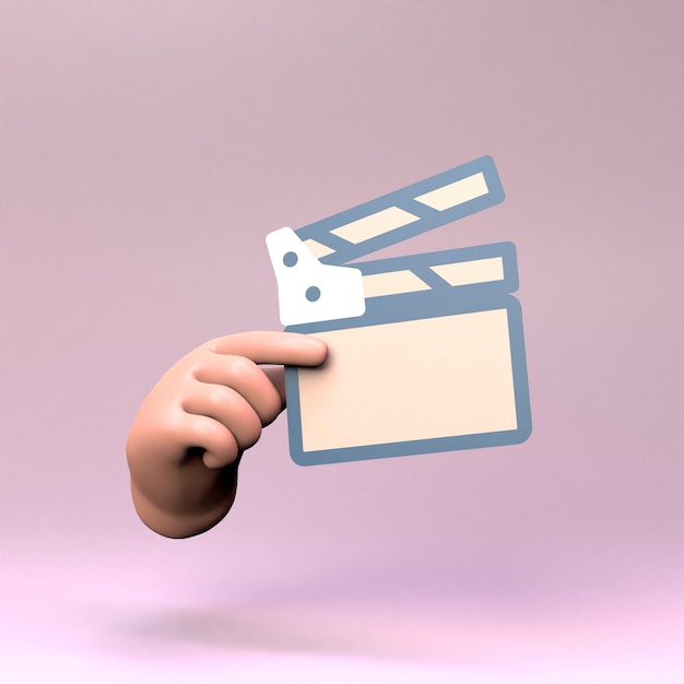 Movie clapperboard icon 3d render illustration