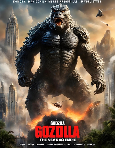 Photo a movie poster for the movie godzilla x kong