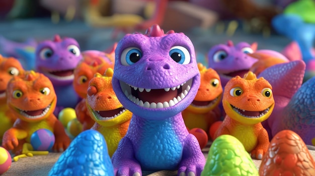 The movie purple dinosaur is on the cover of the movie the good dinosaur.