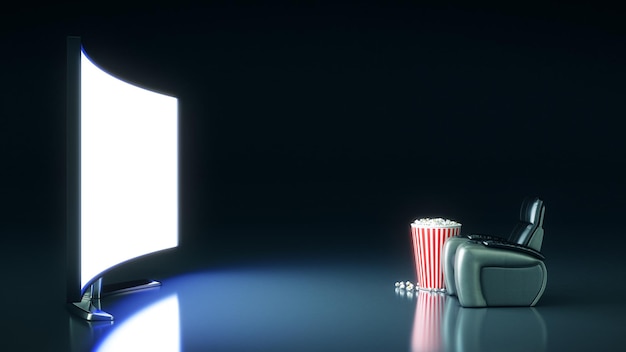 Movie Theater with blank screen. 3d rendering