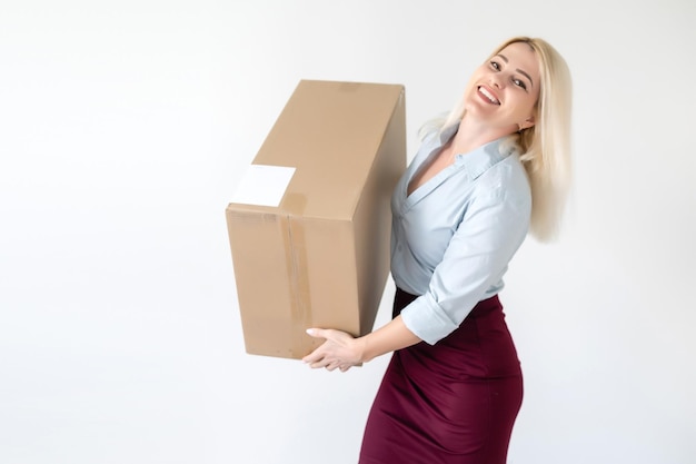 Moving House, Moving Office, Box. woman with box