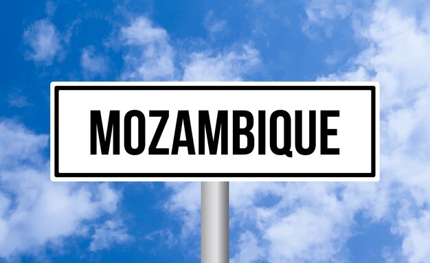 Mozambique road sign on sky background