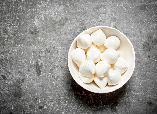 Mozzarella in a bowl.