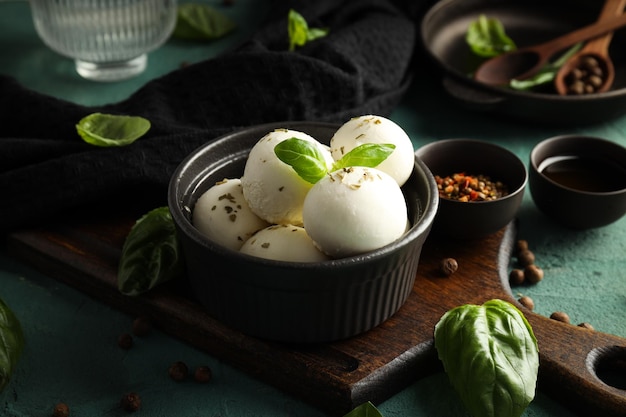 Mozzarella cheese concept of tasty and delicious dairy products