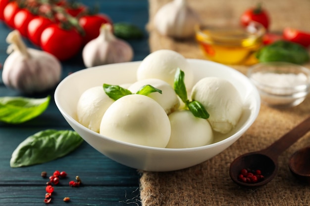 Mozzarella cheese concept of tasty and delicious dairy products