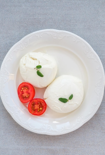 Mozzarella cheese on the plate