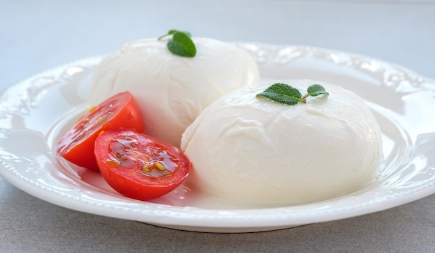 Mozzarella cheese on the plate