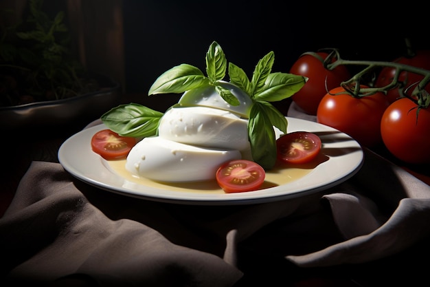 Mozzarella cheese with tomatoes and basil