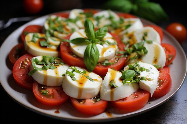 Mozzarella with tomatoes and basil