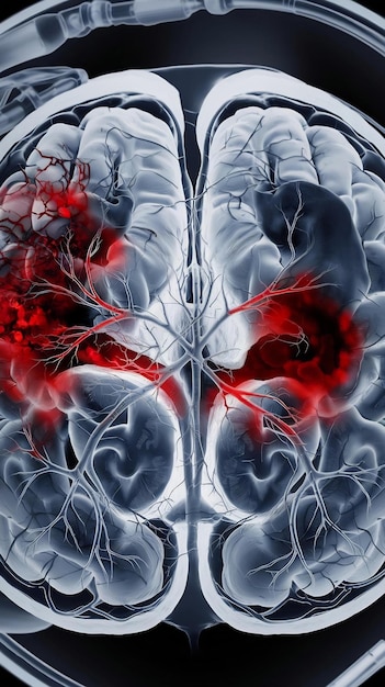 Photo mri of the blood vessels in the brn and cerebrovascular disease or or hemorrhagic stroke brn stroke