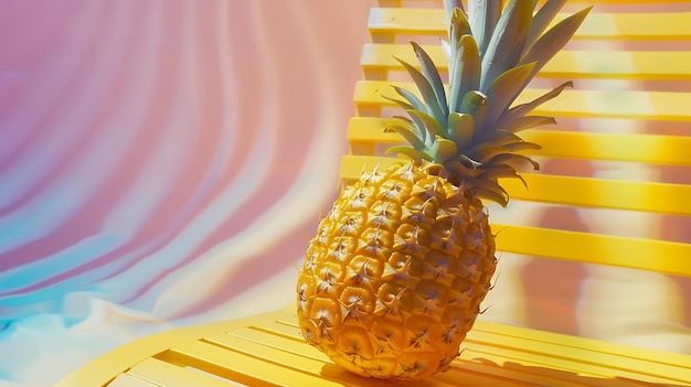 Ms pineapple on beach chair Generative AI