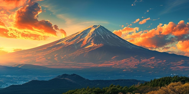 Mt Fuji mount Fujisan tallest volcano mountain in Tokyo Japan Snow capped peak conical sacred symbol