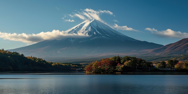 Mt Fuji mount Fujisan tallest volcano mountain in Tokyo Japan Snow capped peak conical sacred symbol