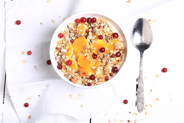 Muesli with fresh berries. healthy breakfast