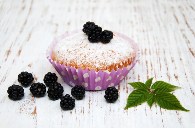 Photo muffin with blackberry