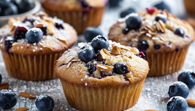 a muffin with blueberries and a blueberry on top