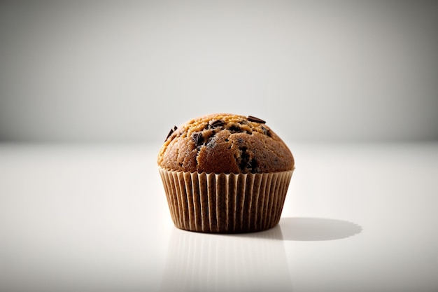 Muffin with chocolate chip isolated on a white background