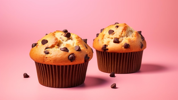 a muffin with chocolate chips on the top.