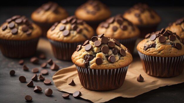 Muffins with chocolate chips Generative AI