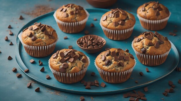 Muffins with chocolate chips Generative AI