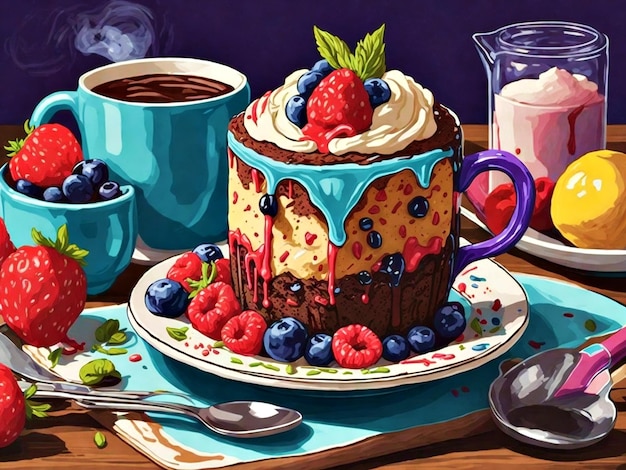 Mug cake recipe vector