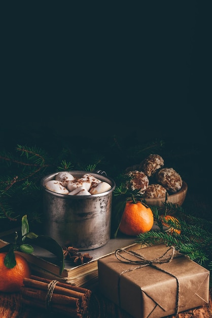 Mug of hot chocolate with marshmallows