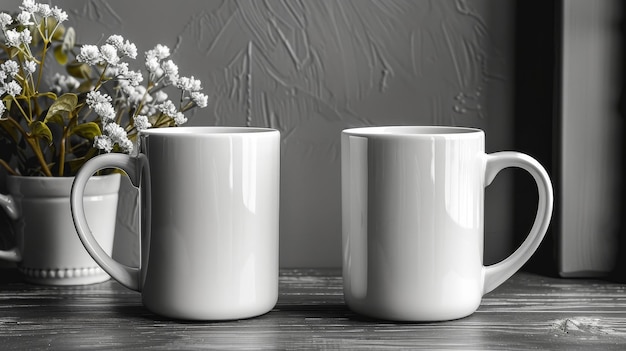 Mug mockup isolated on grey background with white ceramic